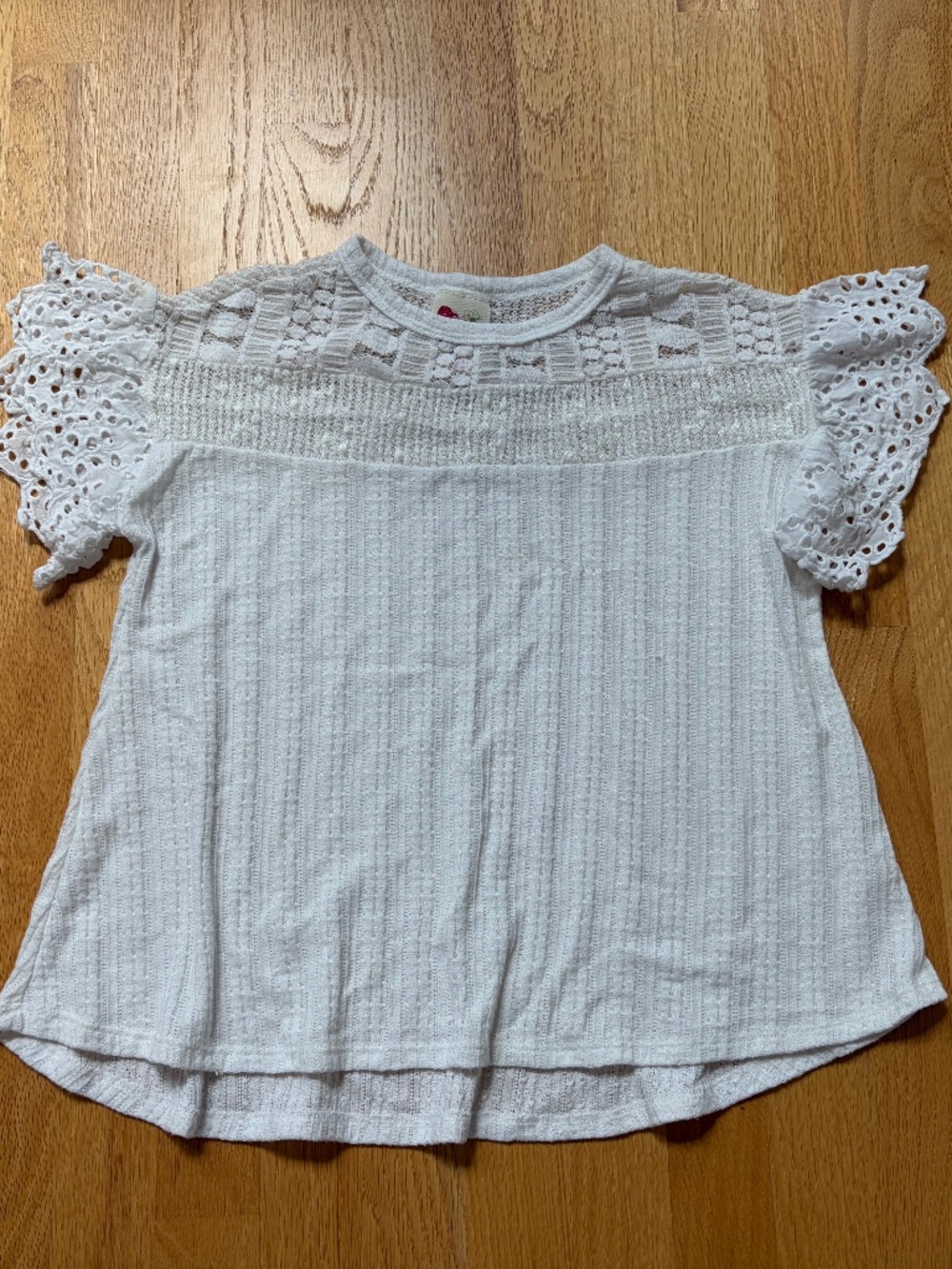 Ruffle Eyelet Sleeve Blouse Top